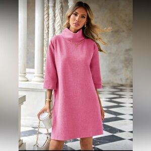 Elegant Pink Turtleneck Dress